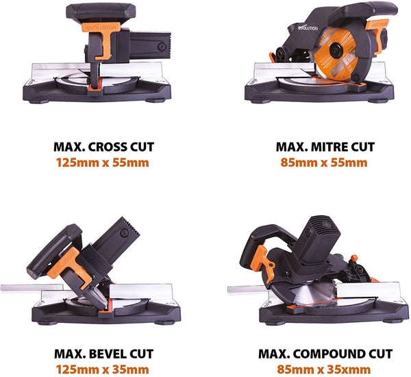 Evolution 1500W 240V 210mm Sliding Mitre Saw - 5600316